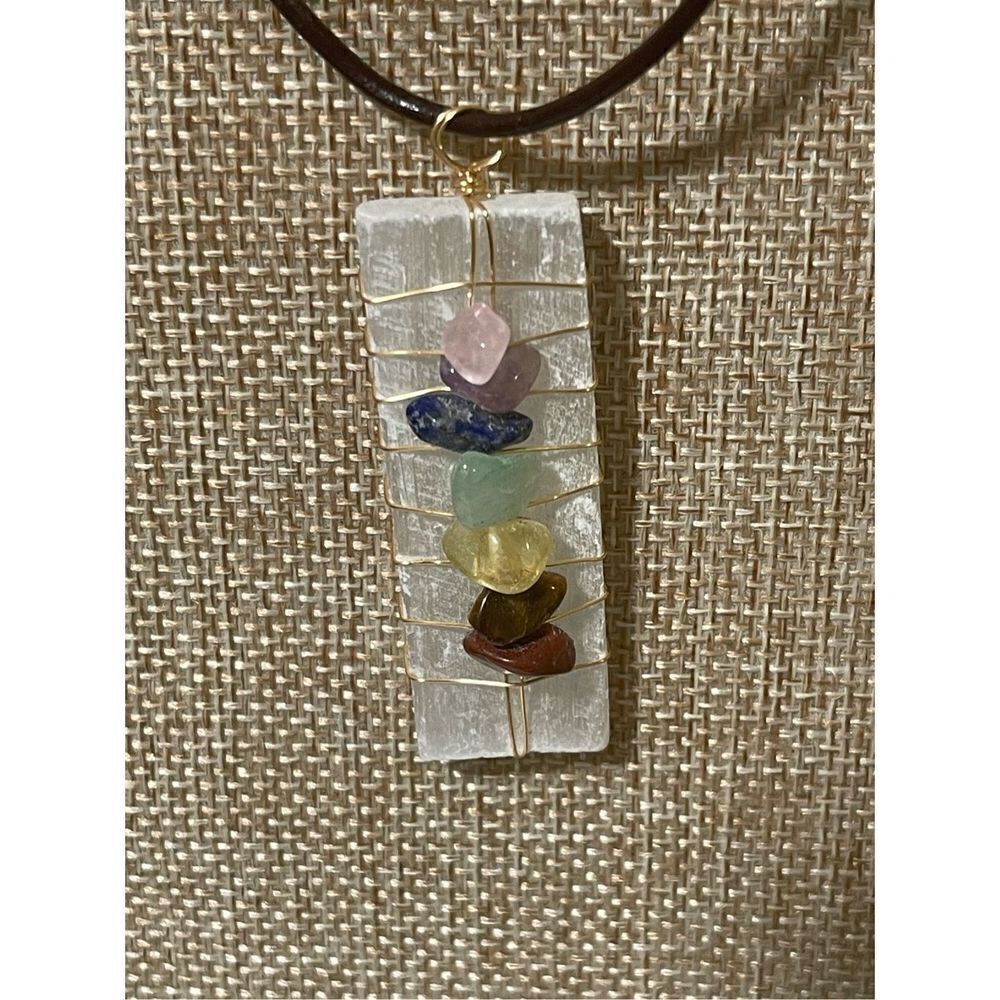 Chakra Selenite Pendant Necklace